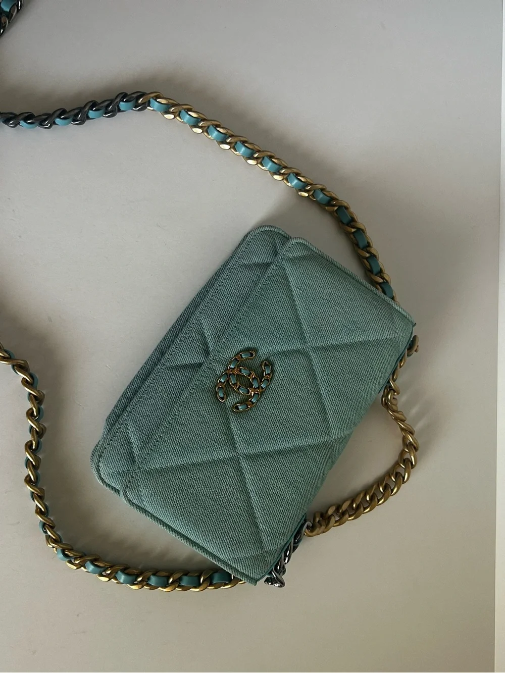 CHANEL Quilted Crossbody Bag in Mint